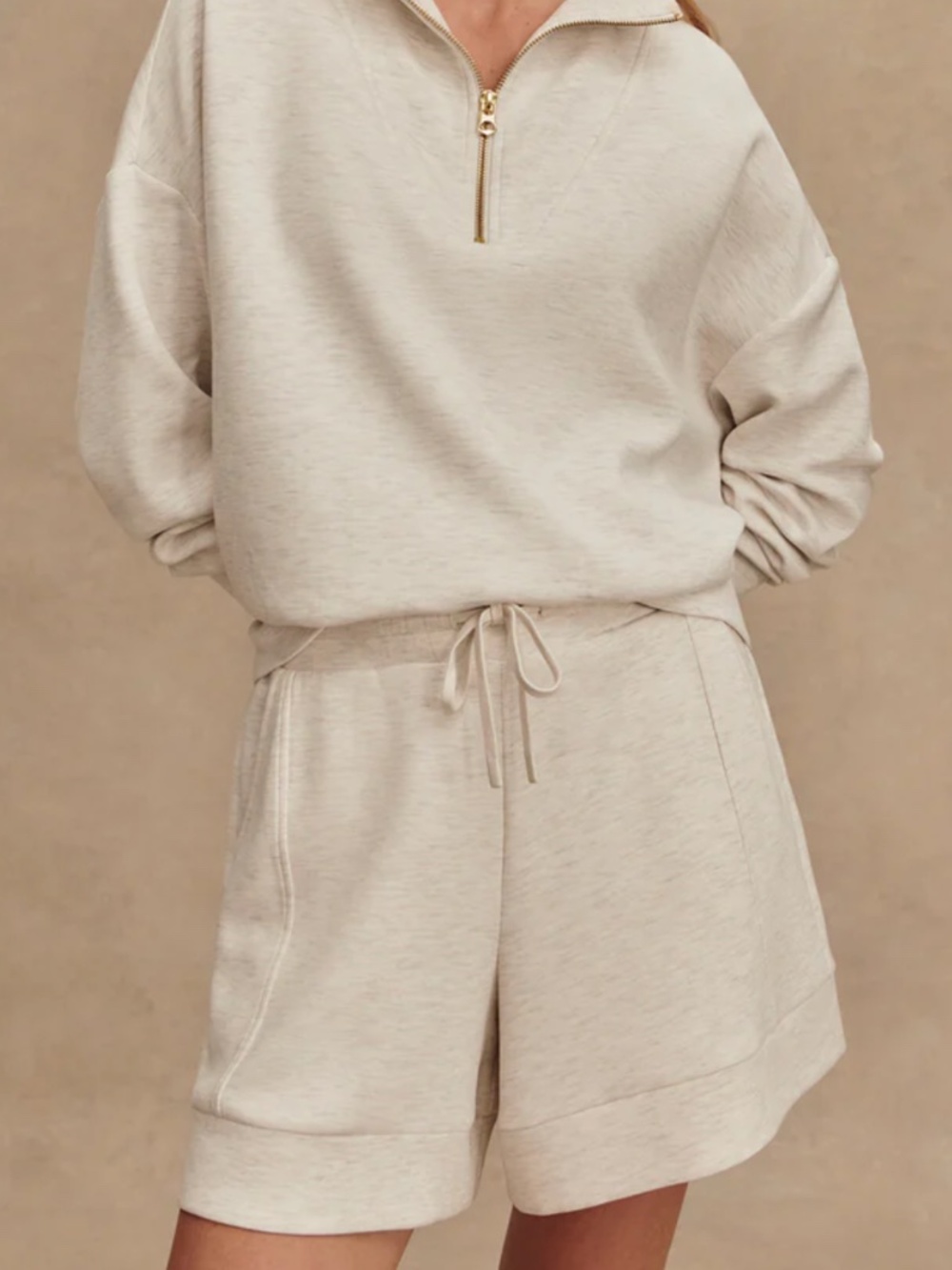 Varley Alder Drawstring Shorts 5.5” Inseam in Ivory Marl